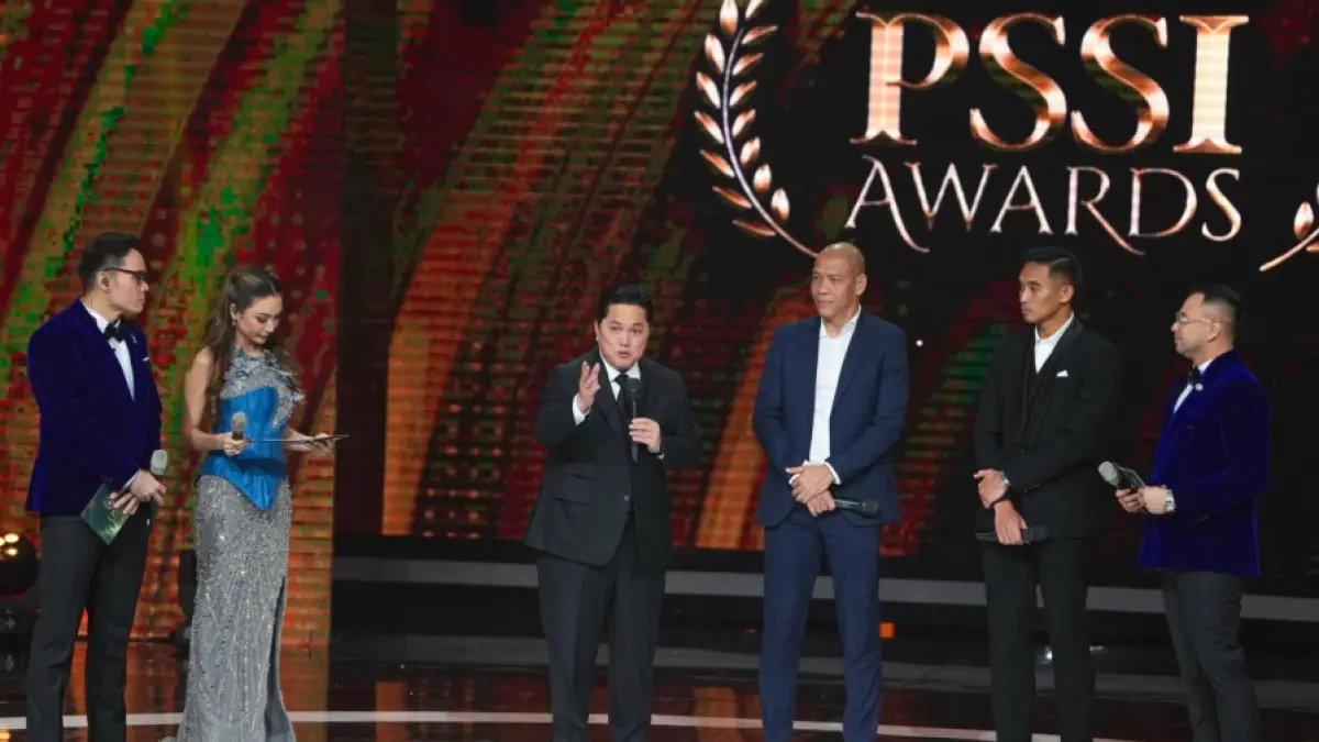 Salah satu momen dalam PSSI Award 2026 yang berlangsung pada Sabtu (29/3) malam di Studio 6 Emtek City, Jakarta (PSSI)