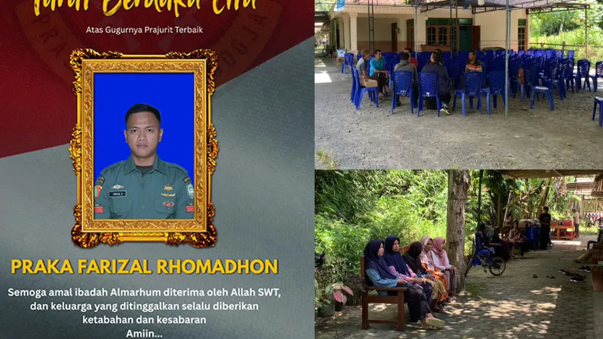 SUASANA DUKA: Tenda takziah dan kursi mulai ditata di rumah Almarhum Praka Farizal Rhomadhon. (ANOM BAGASKORO/RADAR JOGJA)