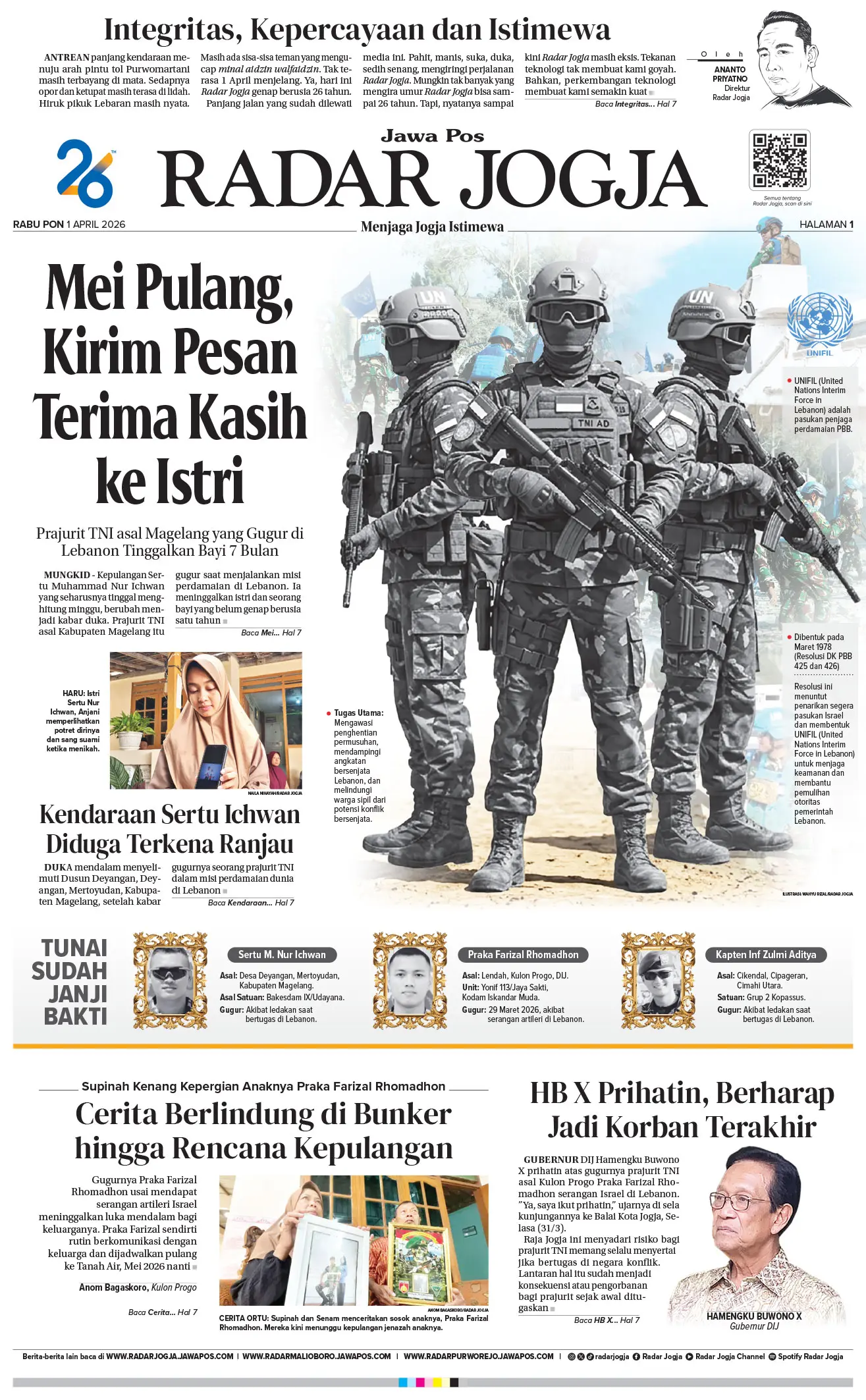 Jawa Pos - Radar Jogja, edisi Rabu 1 April 2026