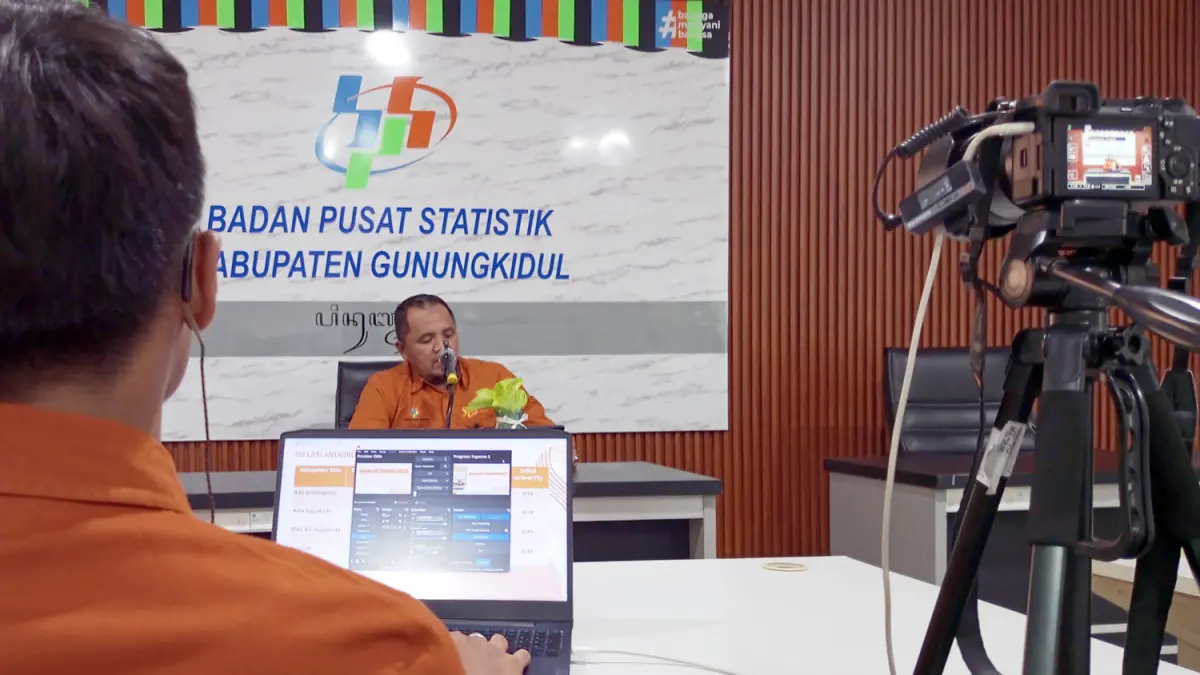 BPS Gunungkidul sedang memaparkan perkembangan indeks harga konsumen di Bumi Handayani selama periode Maret 2026. (Yusuf Bastiar/Radar Jogja)