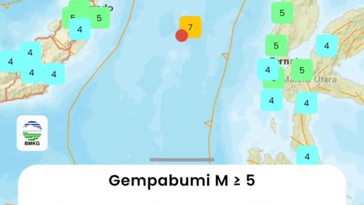 Gempa utama terjadi pada pukul 05:48:14 WIB dengan episenter terletak di koordinat 0,54° LU dan 126,19° BT, tepatnya di laut pada jarak 127 kilometer tenggara Kota Bitung, Sulawesi Utara. (BMKG) 