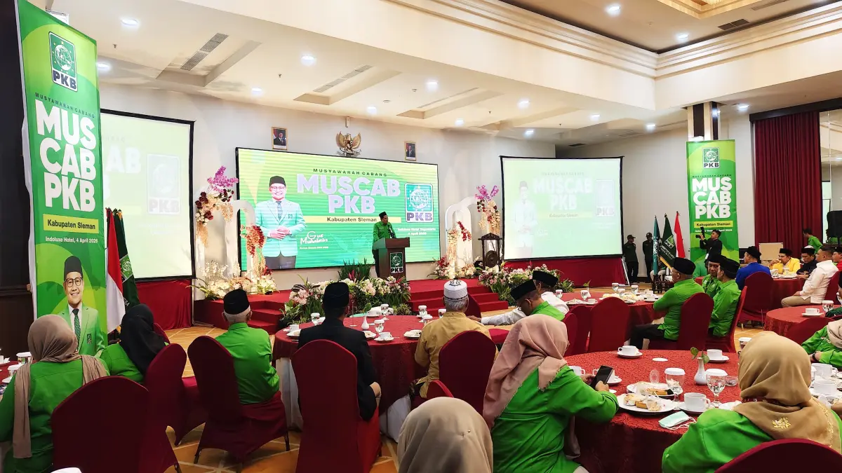 Musyawarah Cabang (Muscab) PKB Sleman  digelar di salah satu hotel di wilayah Palagan, Ngaglik, Sleman Sabtu malam (4/4/2026). (Nanang Febrianto/Radar Jogja) 