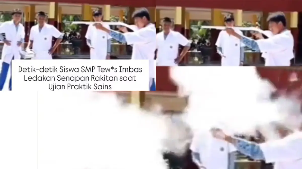 Detik-detik siswa meregang nyawa setelah terkena ledakan senapan rakitan di SMP Islamic Center Siak, Riau, Rabu (8/4/2026).