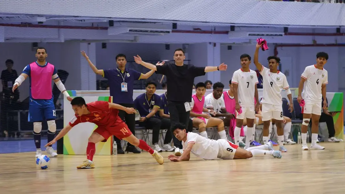 Aksi Timnas Futsal Indonesia saat menghadapi Thailand di final ASEAN Futsal Championship 2026 di Nonthaburi. (FFI)