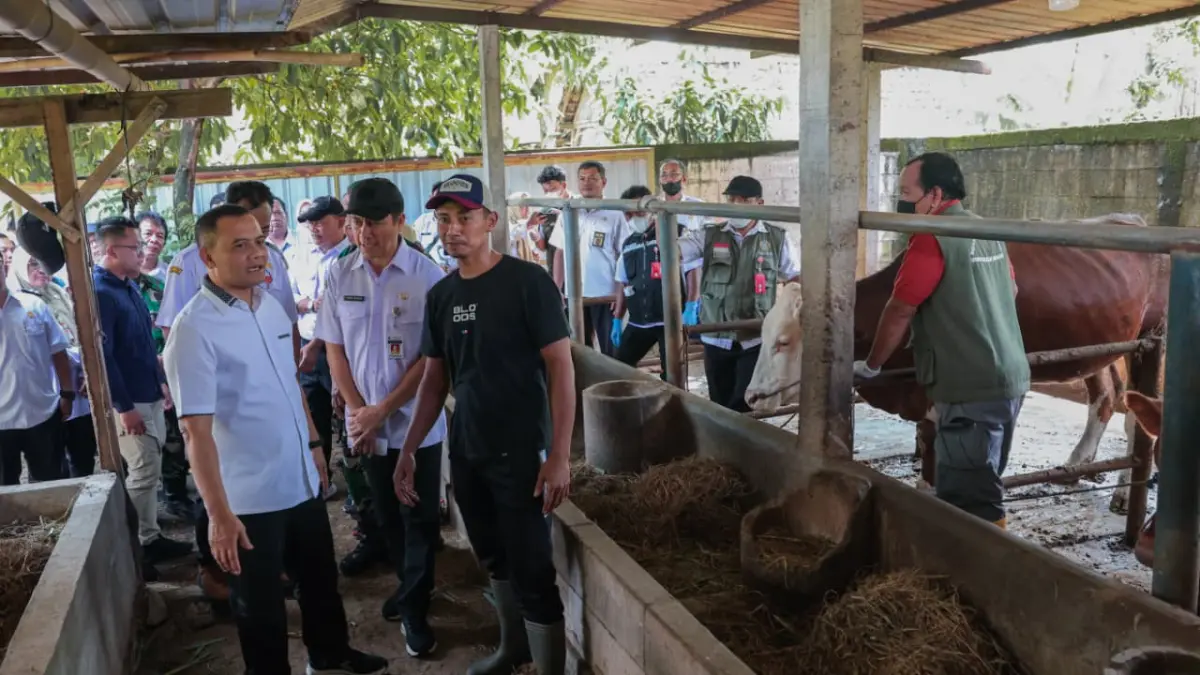  Gubernur Jawa Tengah Ahmad Luthfi meninjau program layanan kesehatan hewan keliling (Healing) 