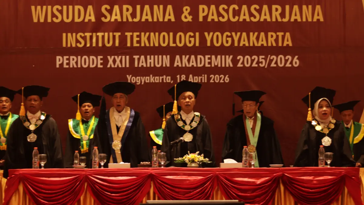 Prosesi wisuda Mahawiswa Sarjana dan Pascasarjana Institut Teknologi Yogyakarta Periode XXII Tahun Akademik 2025/2026, Sabtu (18/4/2026). (Dokmumen Humas ITY)