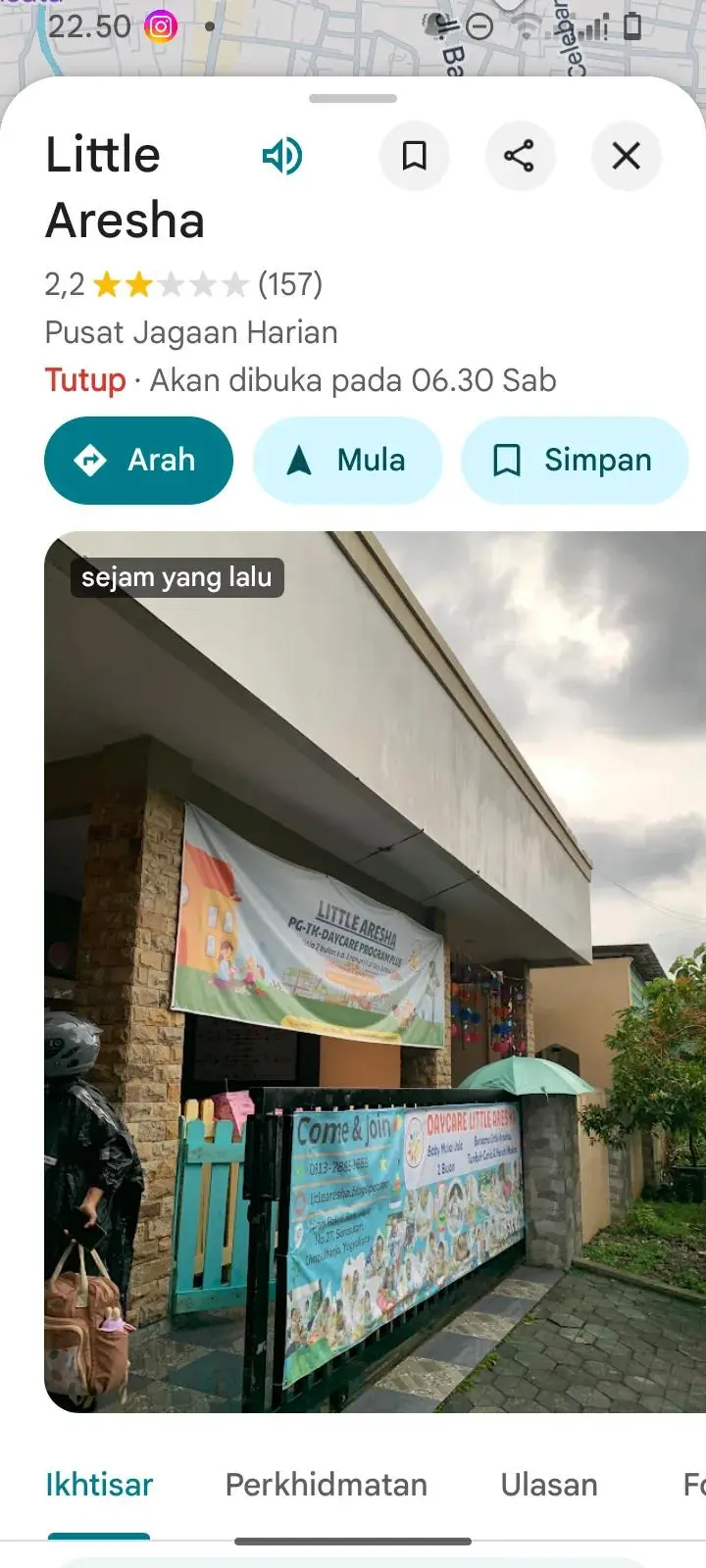 Tangkapan layar Google Maps Little Aresha saat masih bisa diakses. 
