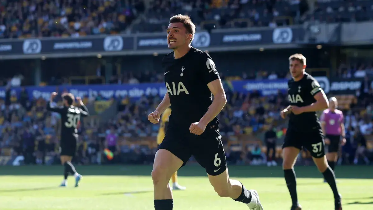 Selebrasi Joao Palhinha setelah mencetak gol untuk akhiri puasa kemenangan Tottenham Hotspur. (Tottenham Hotspur)