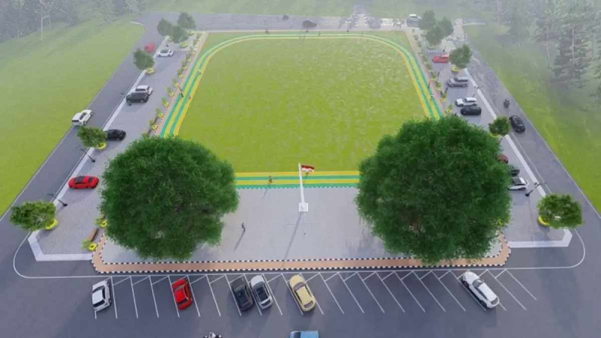 MULAI DIBANGUN: Desain jogging track Lapangan Paseban. Dokumentasi Pemkab Bantul

&nbsp;
