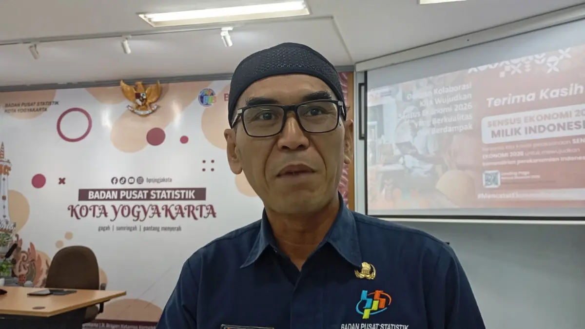 Kepala BPS Kota Jogja Joko Prayitno saat ditemui di kantornya, Senin (4/5/2026). (iwan nurwanto/ Radar Jogja) 