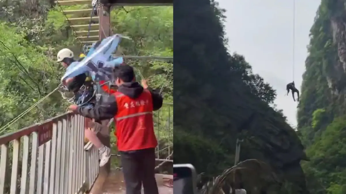 Detik-detik turis terjatuh saat mencoba wahana 
