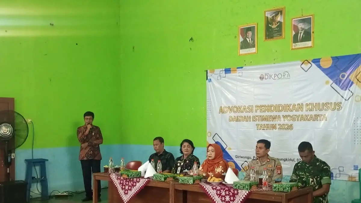 AKSES BAGI ABK: Advokasi pendidikan khusus diselenggarakan Dinas Pendidikan
Pemuda dan Olahraga DIY di Balai Kalurahan Giriwungu, Panggang, Gunungkidul, kemarin
(7/5/2026). Masalah sekolah inklusif dikupas dalam acara tersebut. YUSUF BASTIAR/RADAR JOGJA