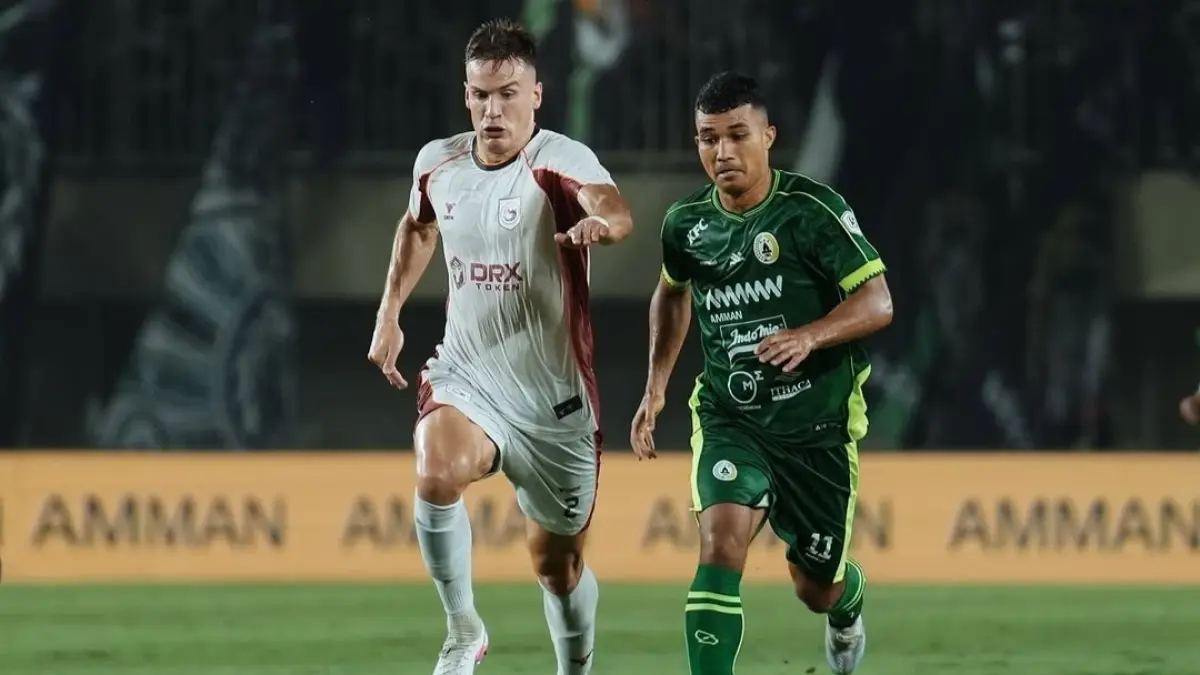 Penyerang PSS Sleman, Gustavo Tocantins (kanan) mencetak dua gol di babak kedua untuk membawa laga final Pegadaian Championship ke babak extra time. (instagram PSS)