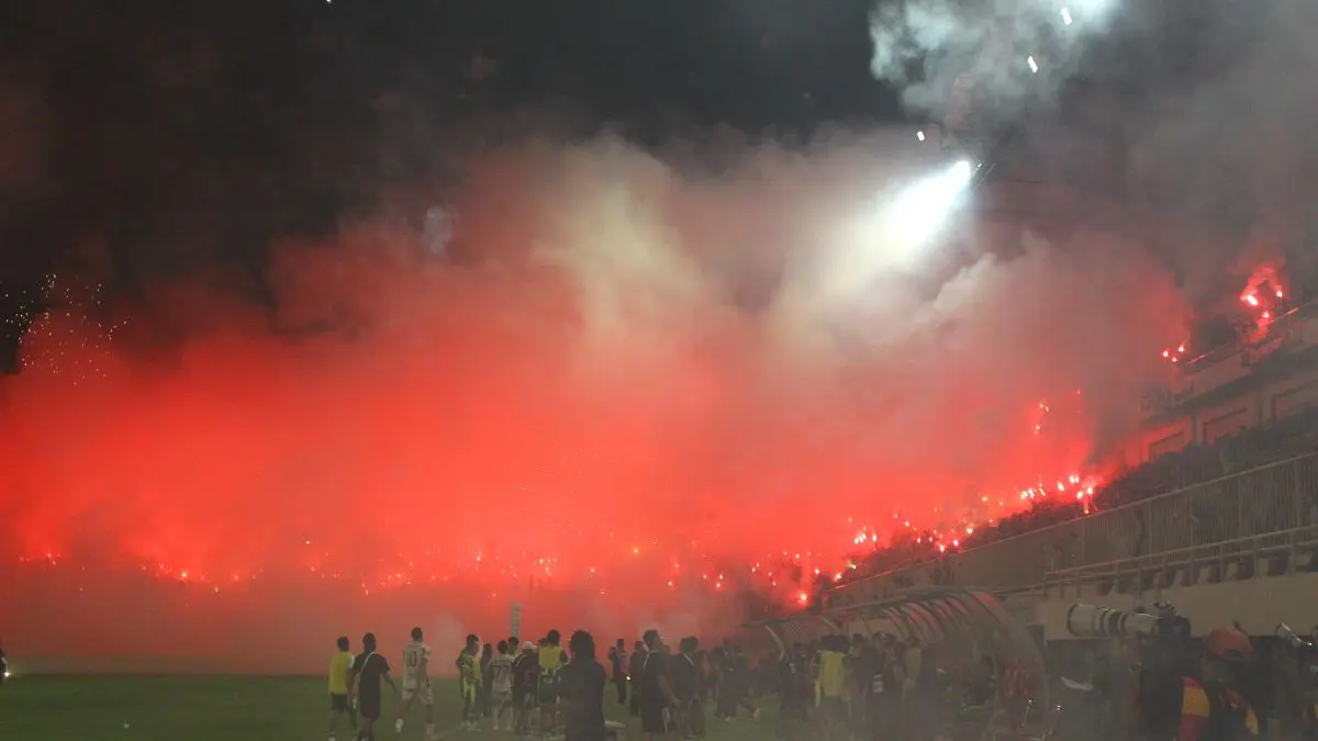 Suasana Stadion Maguwoharjo usai pertandingan PSS Sleman vs Garudayaksa FC dalam final Championship 2026 di Stadion Maguwoharjo, Sabtu (9/5/2026) malam - GUNTUR AGA/RADAR JOGJA