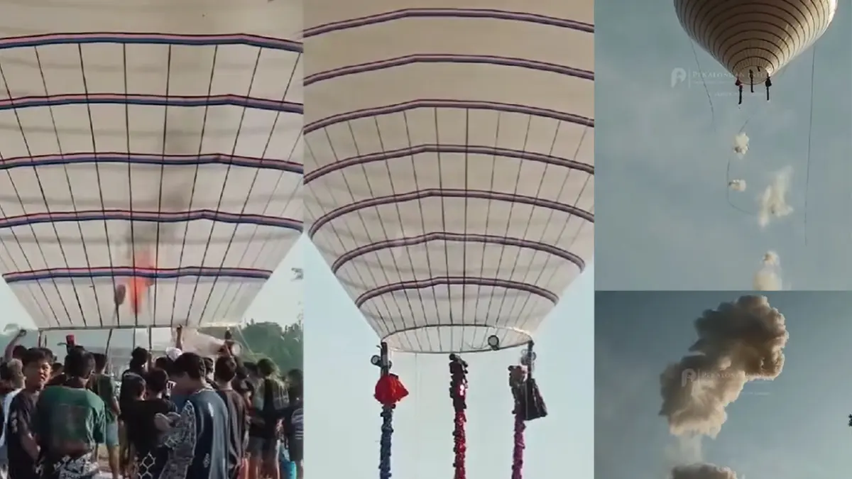 Balon udara berisi mercon meletus di langit Pekalongan. (Tangkapan TikTok/Pekalongan Info)