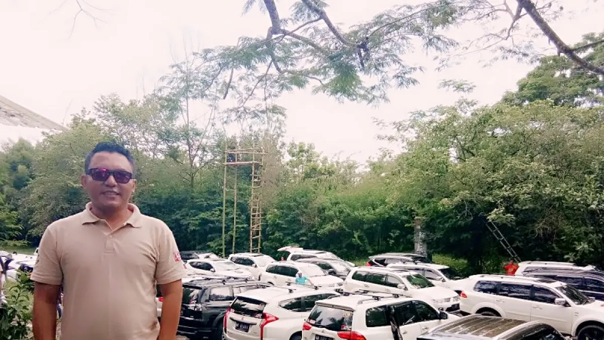 Dodi Purnomo Jati sedang memberikan sambutan di acara komunitas motornya. &nbsp;Dok. Pribadi/Radar Jogja
