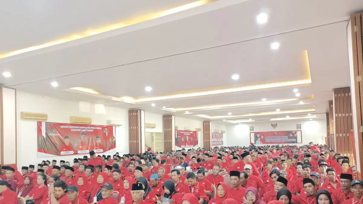 Gelaran Musyawarah Anak Cabang (Musancab) PDI Perjuangan yang dihadiri sedikitnya 1.700 kader dari berbagai desa dan kecamatan. (M Hafied/Radar Jogja)