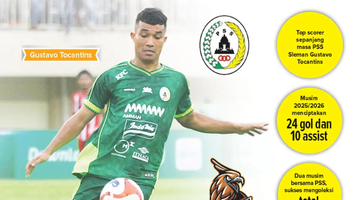 Top scorer sepanjang masa PSS Sleman Gustavo Tocantins. (Foto: Guntur Aga Tirtana/Radar Jogja, Infografis: Herpri kartun/Radar Jogja)
