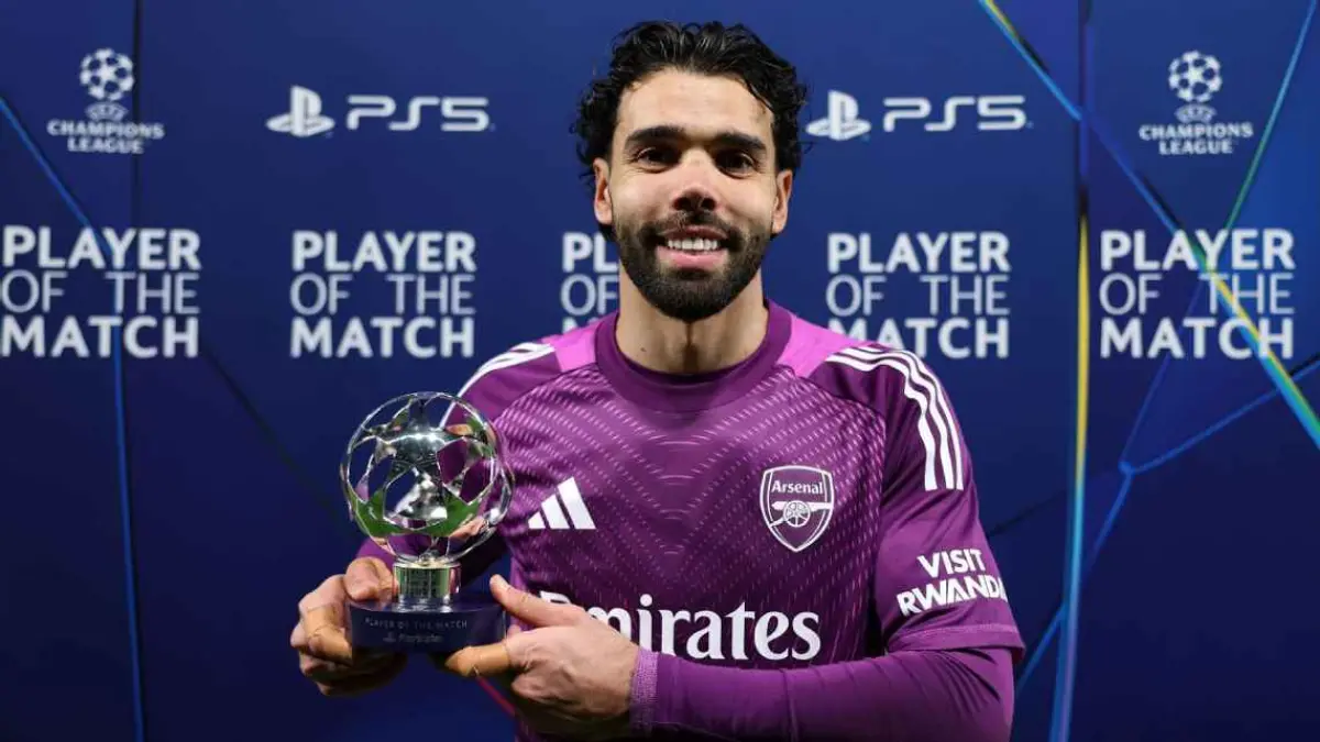 Kiper Arsenal, David Raya yang didatangkan dari Brentford pada tahun2023 dengan status awal pemain pinjaman.