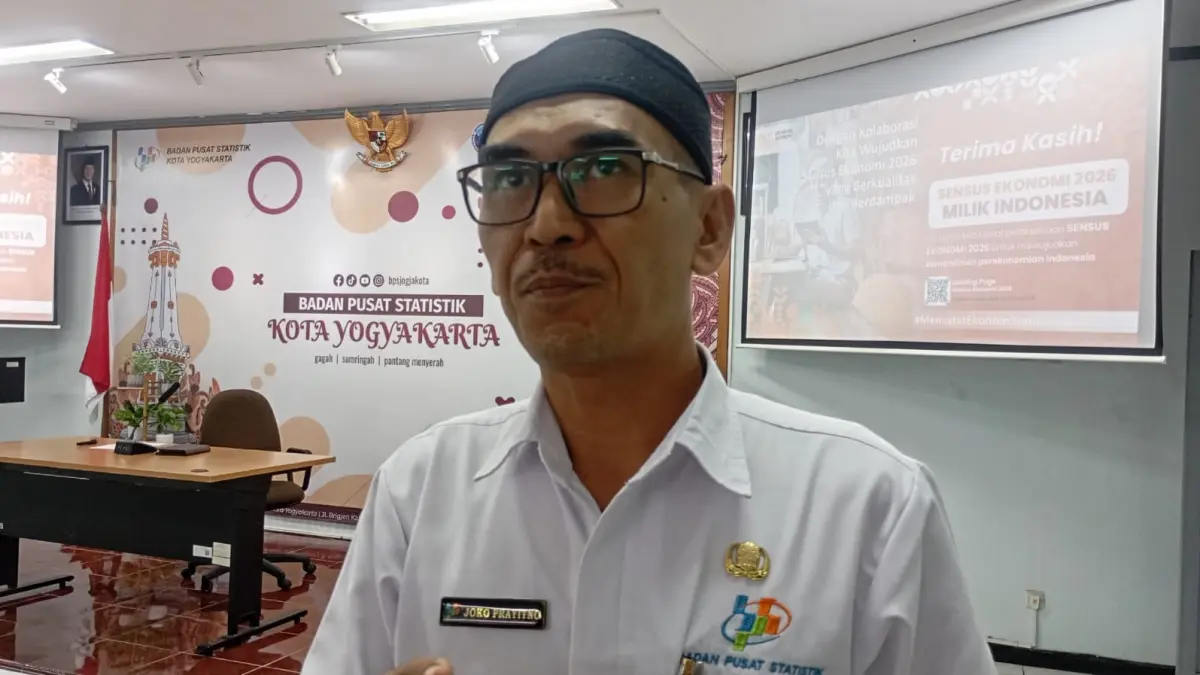 Kepala BPS Kota Jogja Joko Prayitno saat ditemui, Selasa (2/6/2026). (IWAN NURWANTO/Radar Jogja)