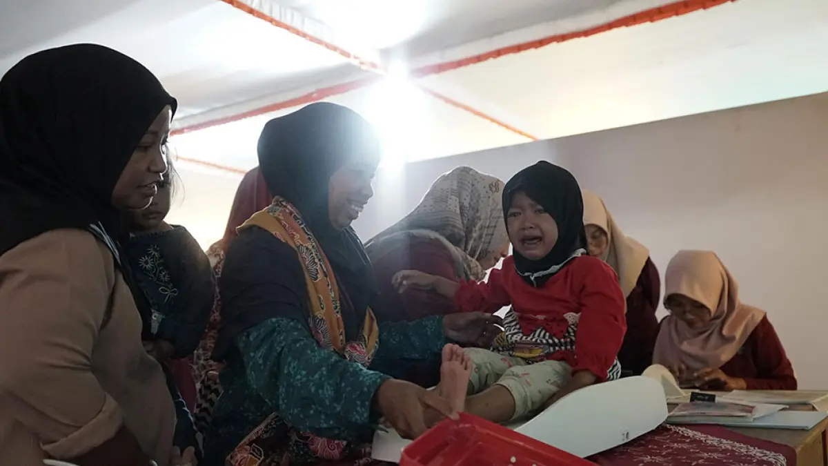 TIMBANG: Balita di Girimulyo, Kulon Progo melakukan penimbangan badan untuk melihat kondisi tubuh. Dok. Pemkab Kulon Progo&nbsp;
