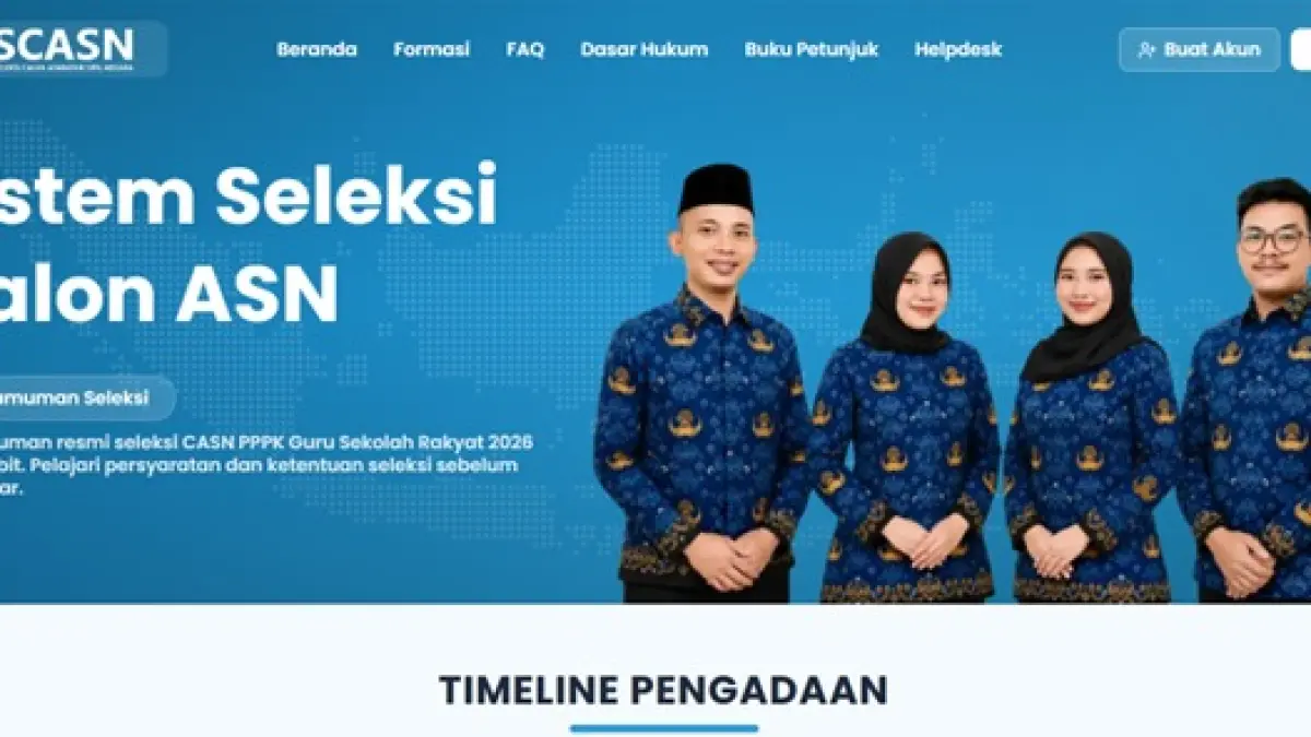 Pendaftaran PPPK Tendik Sekolah Rakyat 2026 resmi dibuka. (Sumber: Tangkapan layar SSCASN)