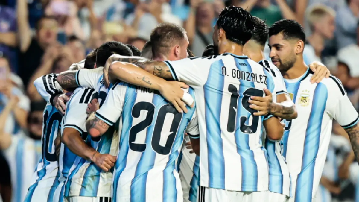Para pemain Argentina rayakan kemenangan 3-0 atas Islandia dalam laga persahabatan terakhir jelang Piala Dunia 2026 pada Rabu (10/6/2026) pagi.