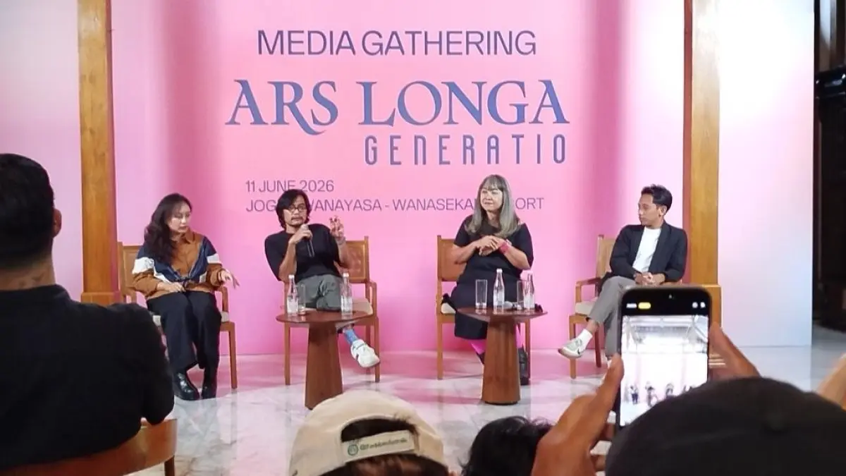 MEDIA GATHERING: ARTJOG 2026, 19 Juni hingga 30 Agustus 2026 di Jogja National Museum (JNM), Yogyakarta mengusung tema Ars Longa: Generatio. Media gathering digelar di Wanasekar Resort, Sleman, Kamis, 11 Juni 2026. (Foto: iwa ikhwanudin/radar jogja)