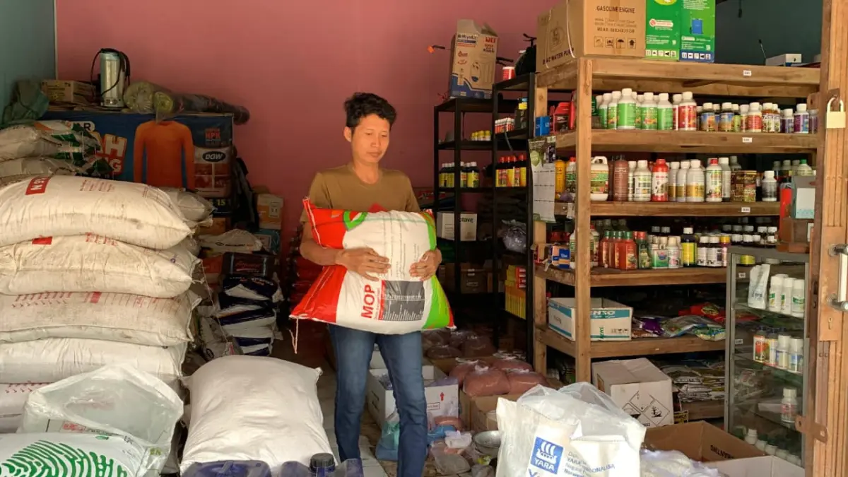 MELONJAK: Harga pupuk naik 50 persen sejak konflik Timur tengah menegang. (ANOM BAGASKORO/RADAR JOGJA)