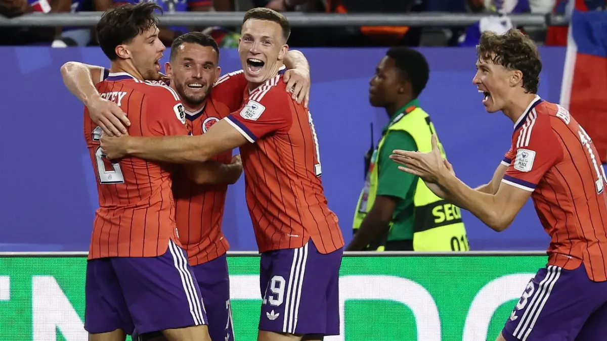 Selebrasi para pemain Skotlandia rayakan gol John McGinn dalam kemenangan atas Haiti di Piala Dunia 2026 di Stadion Gillette pada Minggu (14/6/2026).