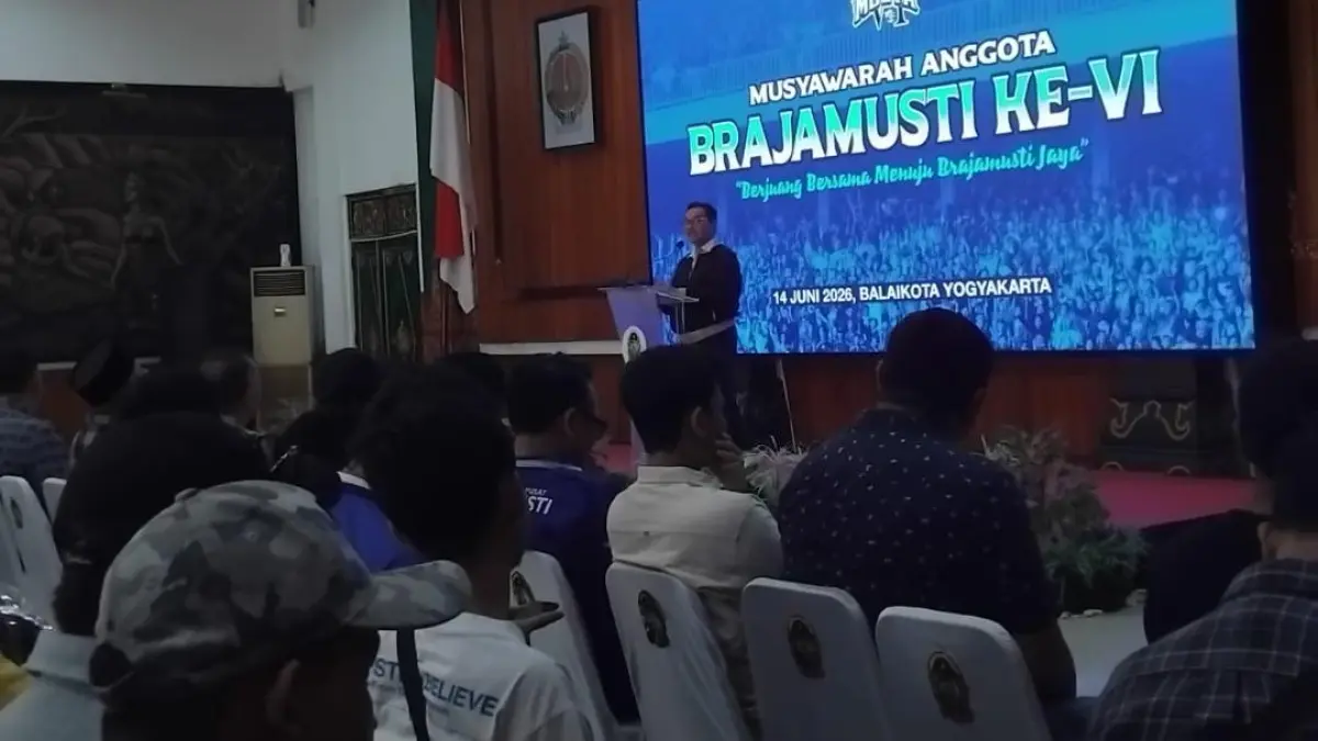 Wali Kota Jogja Hasto Wardoyo saat memberikan sambutan Musta keenam Brajamusti di Ruang Bima, Balaikota Jogja, Minggu (14/6). (Rizky Wahyu/Radar Jogja)&nbsp;