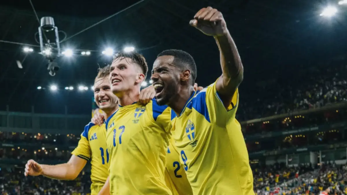 Selebrasi para pemain Swedia dalam kemenangan telak 5-1 atas Tunisia di laga pertama di Piala Dunia 2026 grup F. (instagram)