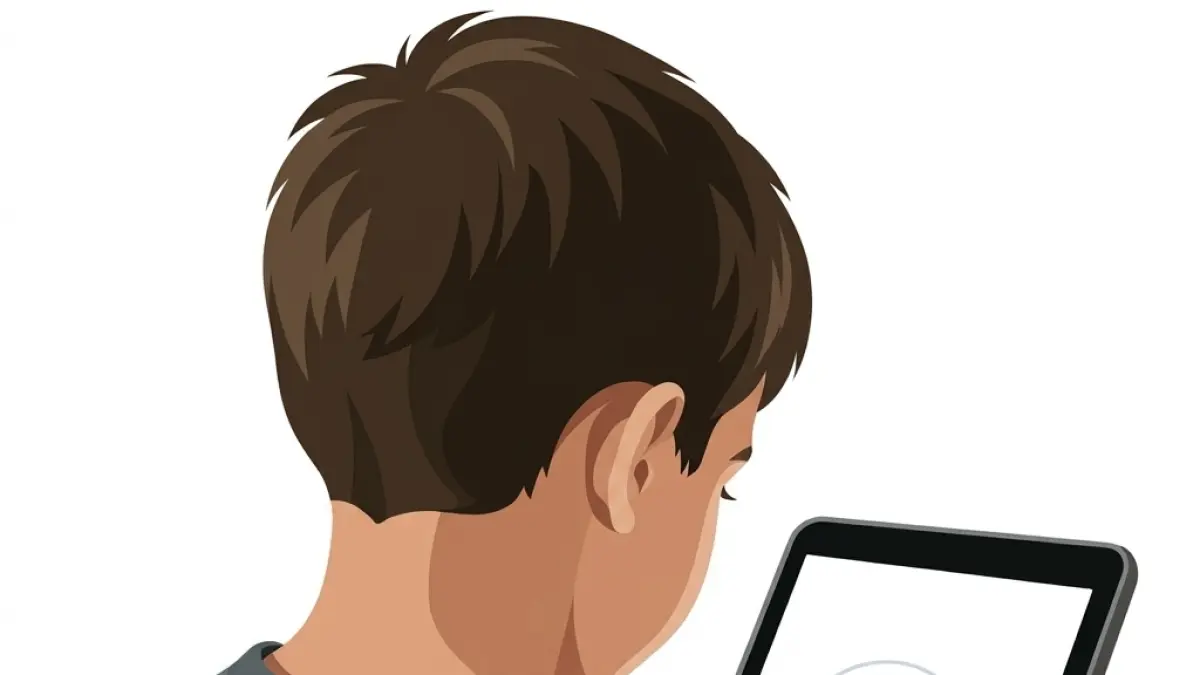 Ilustrasi anak bermain gadget