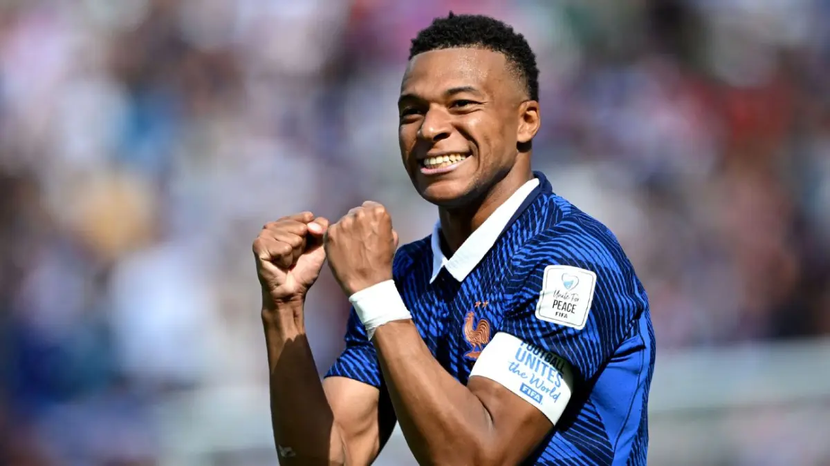 Selebrasi Kylian Mbappe setelah mencetak gol dalam kemenangan Prancis atas Senegal di Piala Dunia 2026.