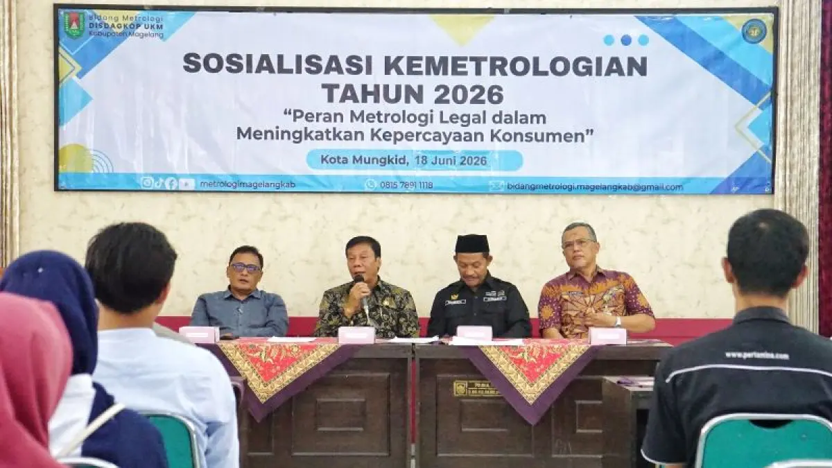 PAPARAN: Wakil Bupati Magelang saat memberikan sosialisasi peran pemerintah daerah dalam pelaksanaan metrologi lega Kamis (18/6). (Dokumentasi Prokompim Kabupaten Magelang)
