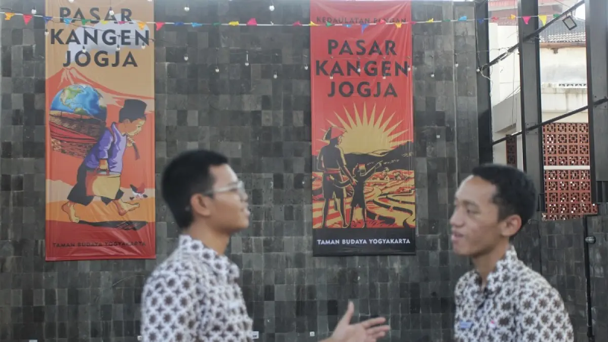 SEGERA HADIR: Doa bersama dan tumpengan digelar menjelang penyelenggaraan Pasar Kangen Jogja 2026 yang akan berlangsung pada 22–28 Juni di kompleks Taman Budaya Yogyakarta (TBY) dengan mengusung tema “Ana Upaya Ana Upa”, Jumat (19/6/2026). Guntur Aga Tirtana/Radar Jogja 