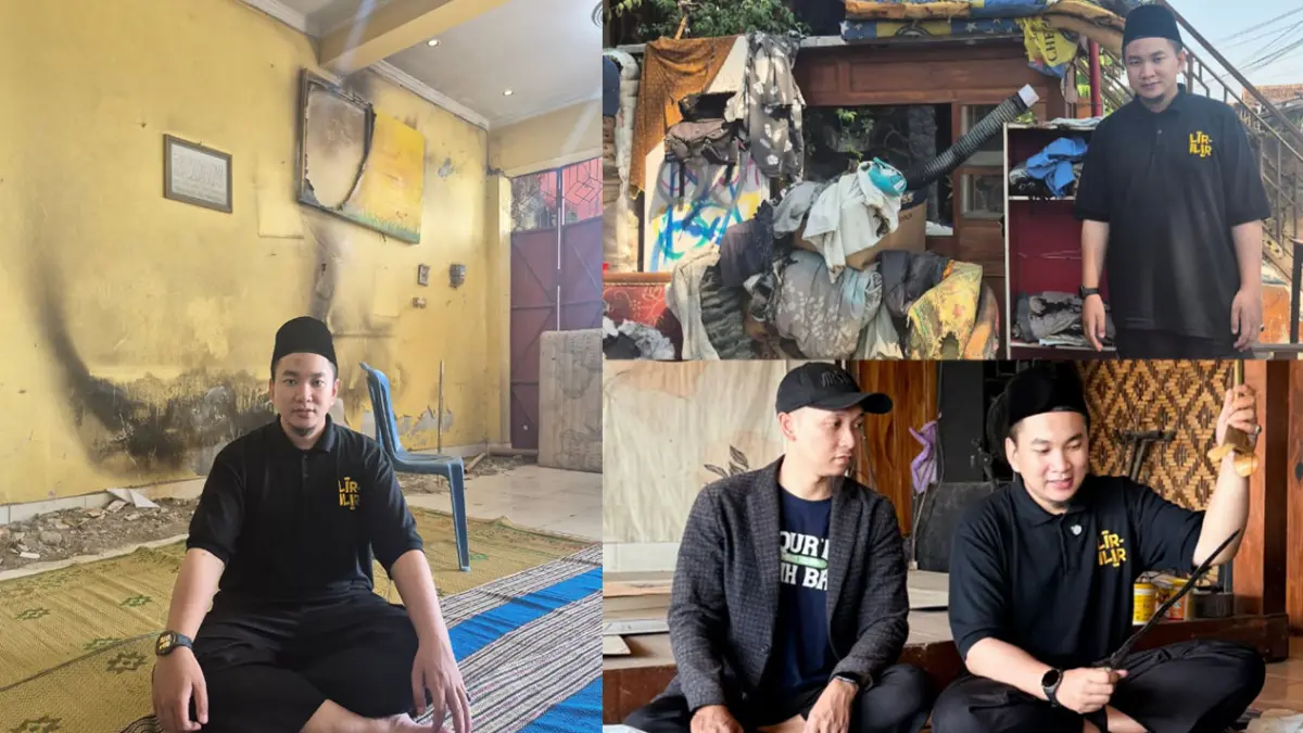 Uztas Muhammad Faizar dan sejumlah tim mengunjungi lokasi rumah api Seyegan, Sleman untuk melakukan pembersihan dan rukiah anggota pemilik rumah. (Tangkapan Instagram/Muhammad Faizar)