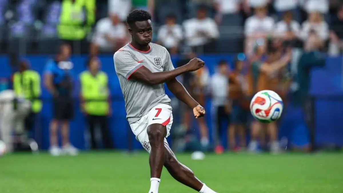 Pemain Inggris dan Arsenal, Bukayo Saka. (getty images)