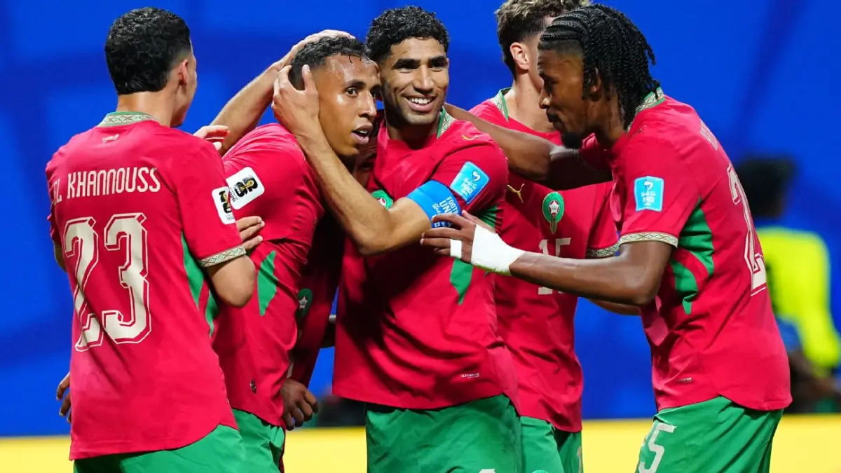 Selebrasi para pemain Maroko dalam kemenangan 4-2 atas Haiti di Piala Dunia 2026 pada Rabu (25/06/2026).