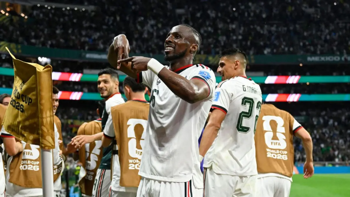 Selebrasi penyerang Meksiko, Julian Quinones dalam kemenangan Meksiko atas Ceko di Piala Dunia 2026 pada Rabu (25/06/2026).