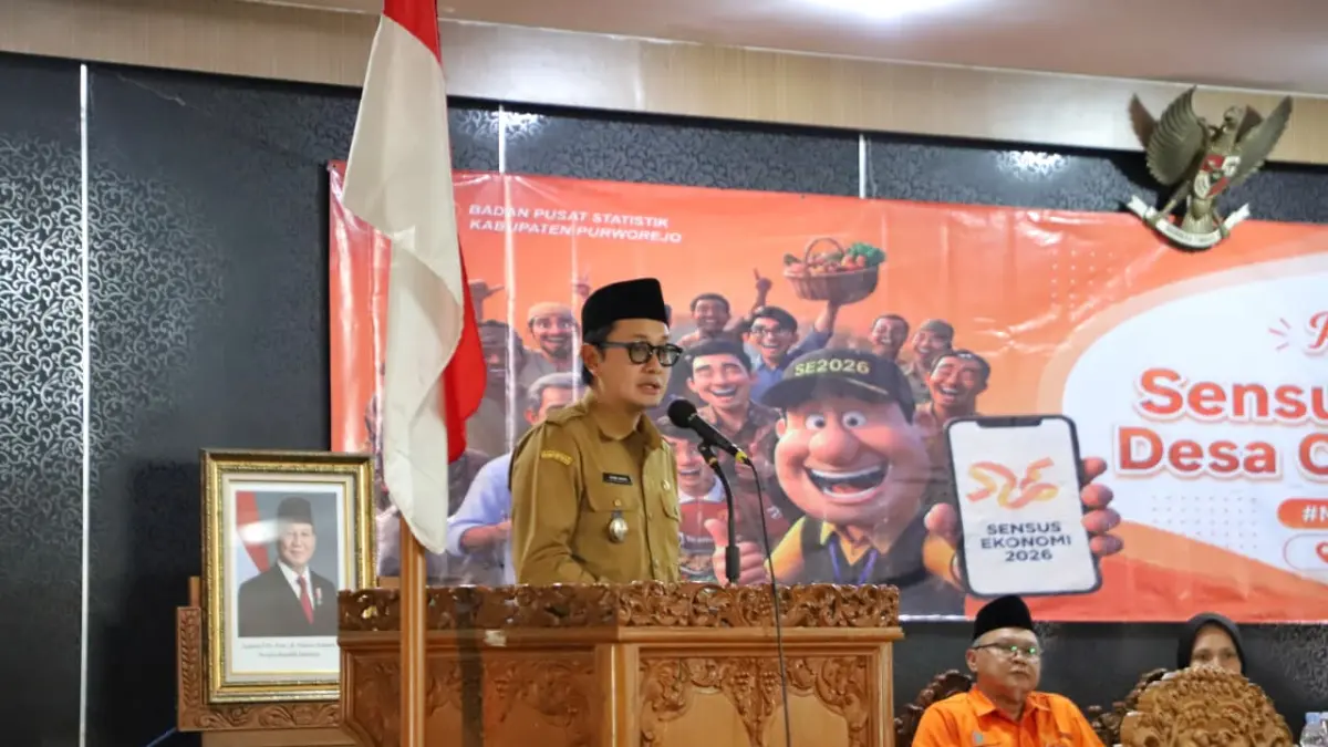 Wakil Bupati Purworejo Dion Agasi Setiabudi membuka pencanangan Sensus Ekonomi 2026 di Ruang Arahiwang Setda Purworejo, Senin (29/6). (Dokumentasi Prokopim Kebumen)