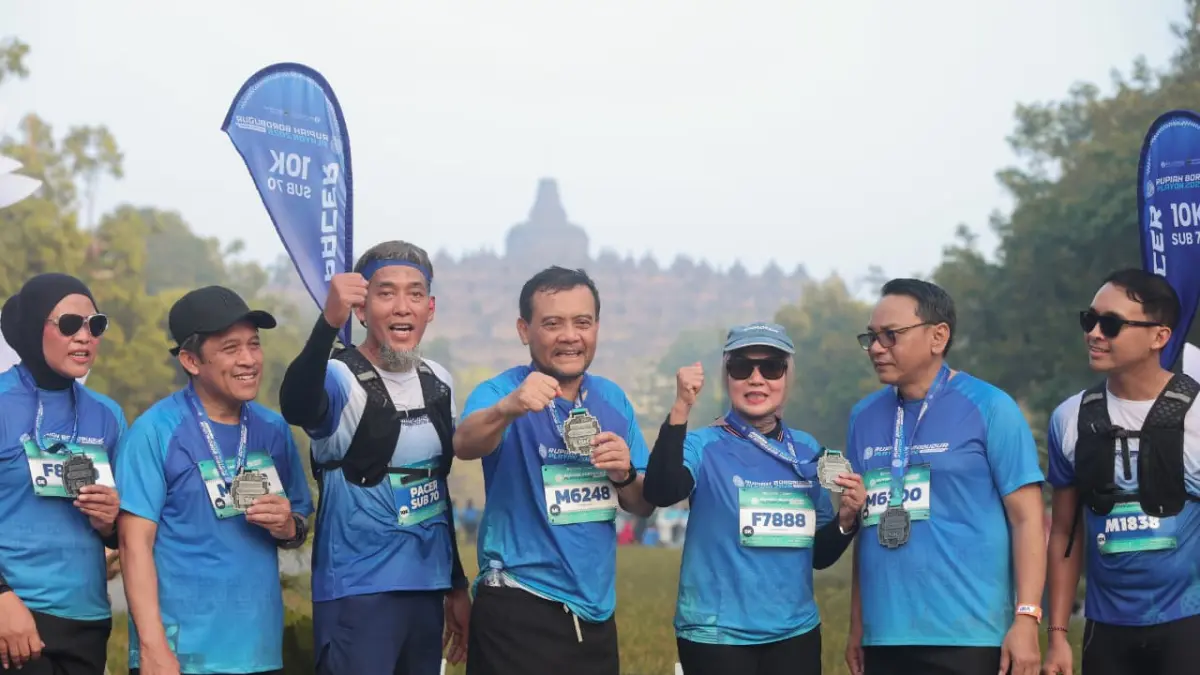 Gubernur Jawa Tengah Ahmad Luthfi di sela kegiatan Rupiah Borobudur Playon di Kawasan Candi Borobudur, Kabupaten Magelang, Minggu, 5 Juli 2026.
