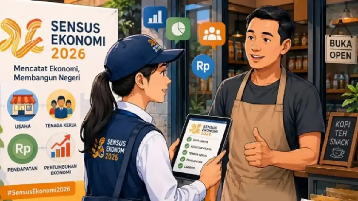 Ilustrasi petugas pendataan lapangan (PPL) saat menjalankan program sensus ekonomi 2026 yang diselenggarakan BPS.