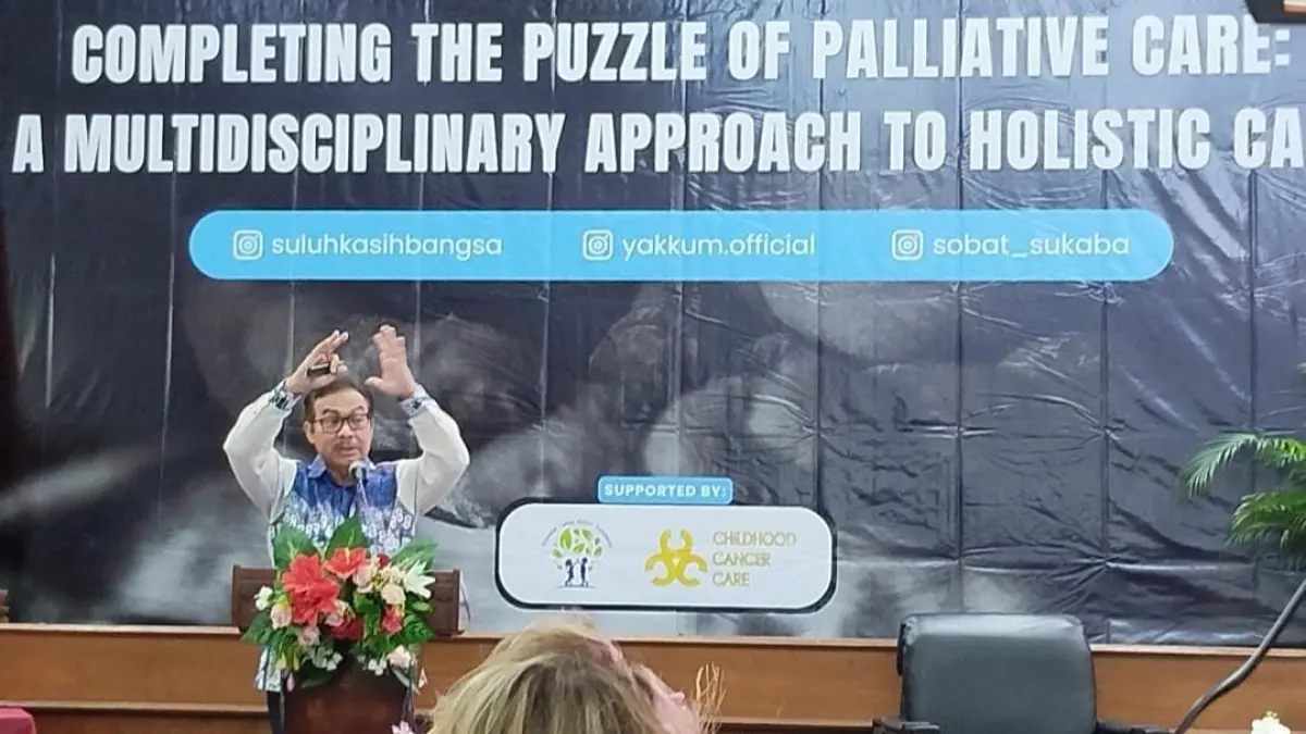 Wali Kota Yogyakarta Hasto Wardoyo berbicara dalam webinar Completing The Puzzle Of Palliative Care di RS Bethesda Jogja, Jumat (10/7/2026). (Foto: iwa ikhwanudin/Radar Jogja) 