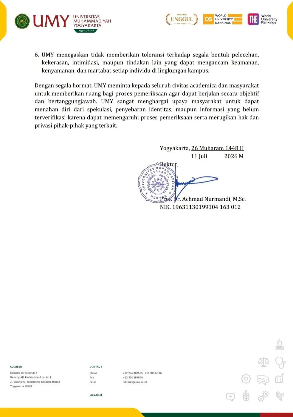 Pernyataan Sikap UMY 