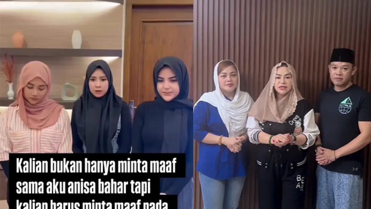 Mala Agatha, DJ , Icha Chellow klarifikasi permintaan maaf karena nyayikan lagu "Gapapa" Anisa Bahar dengan lirik vulgar. Kemudian klarifikasi itu diparodikan Anisa Bahar dan keluarganya. (Kolase IG/Anisa Bahar)