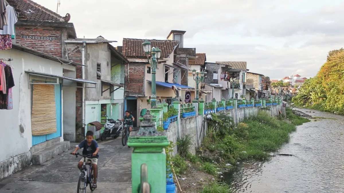 Suasana permukiman di bantaran Sungai Code kawasan Rogoyudan dan Kotabaru, Kota Jogja, Rabu (22/7/2026). Guntur Aga Tirtana/Radar Jogja