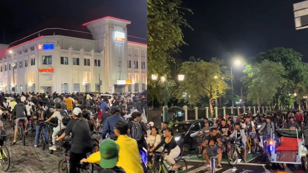 Event unik di setiap Jumat minggu terakhir, Jogja Last Friday Ride (JLFR ) saat melintasi kawasan Malioboro dan Titik Nol Kilometer Jogja. (Kolase/Berbagai Sumber)