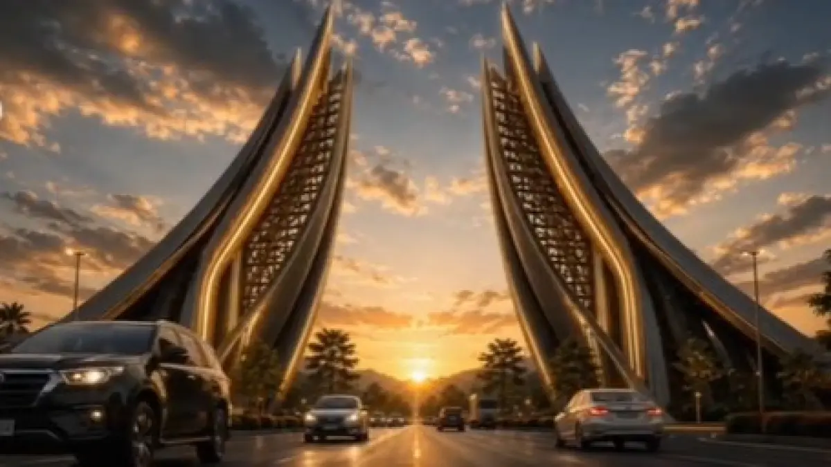Pradesain karya arsitektur bertajuk ”Cahaya Pradipta Penanda Gerbang Perbatasan Daerah Istimewa Yogyakarta” (Tangkapan layar: Instagram/birotapemsetdadiy)