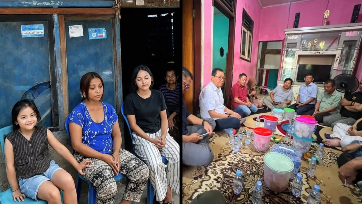 Keluarga maling yang tewas diamuk massa dan keluarga satpam yang tewas tenggelam. (Kolase/IST)